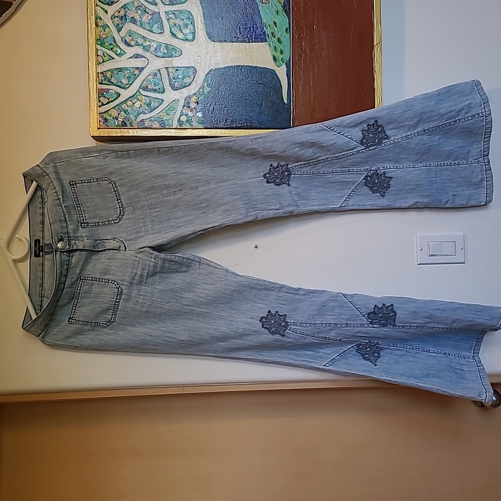 Naf Naf flower embroidery flare jeans y2k